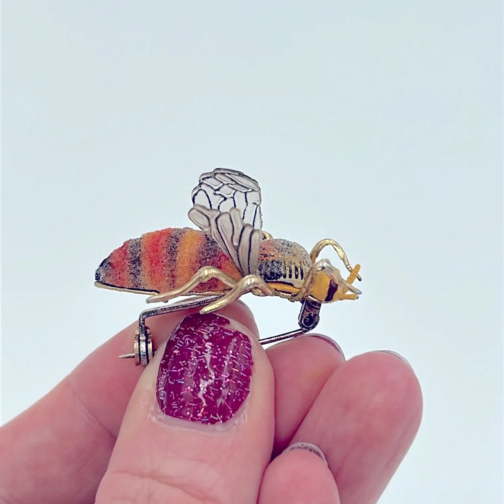 Vintage Made in Korea Fuzzy Bumblebee Brooch